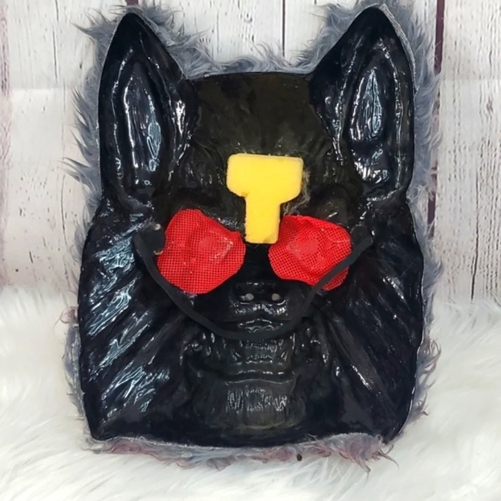 Vintage Y2K Wolf Werewolf Plastic Faux Fur Mask Unisex Halloween Costume Cosplay
